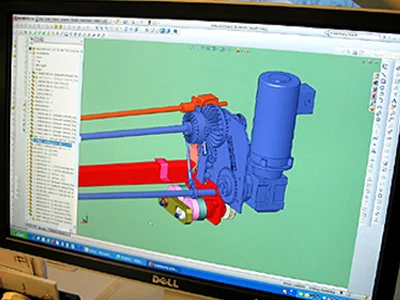 CAD software running a 3D machine design